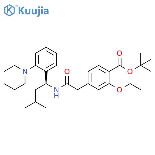 Benzoic acid, 2-ethoxy-4-[2-[[(1S)-3-methyl-1-[2-(1-piperidinyl)phenyl]butyl]amino]-2-oxoethyl]-, 1,1-dimethylethyl ester structure