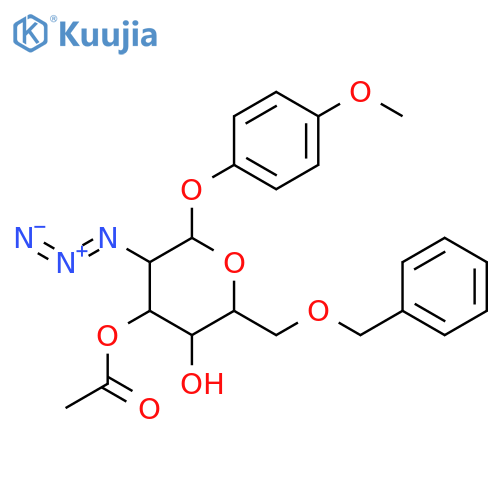 β-D-Glucopyranoside, 4-methoxyphenyl 2-azido-2-deoxy-6-O-(phenylmethyl)-, 3-acetate structure