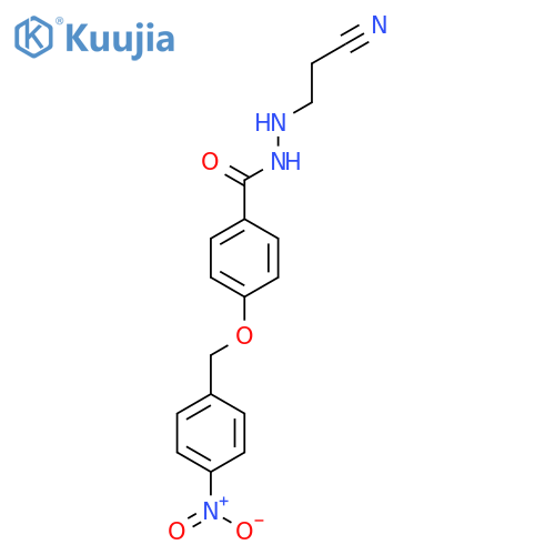 Benzoic acid, 4-[(4-nitrophenyl)methoxy]-, 2-(2-cyanoethyl)hydrazide structure