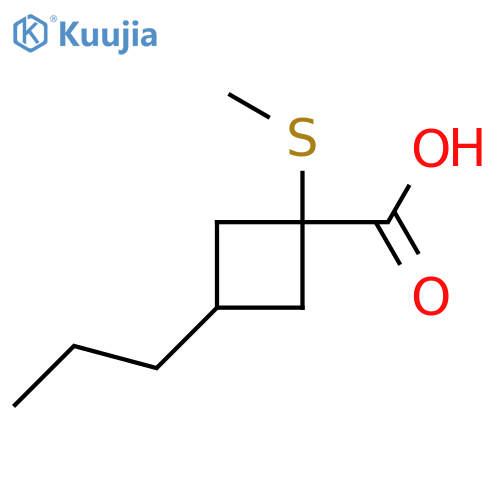 1-(methylsulfanyl)-3-propylcyclobutane-1-carboxylic acid structure