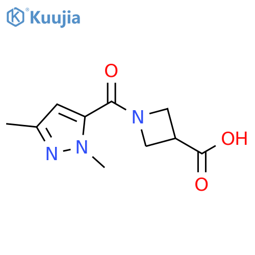 1-(1,3-dimethyl-1H-pyrazole-5-carbonyl)azetidine-3-carboxylic acid structure