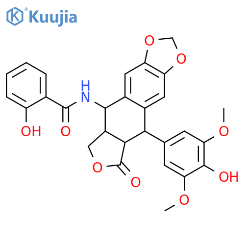 Benzamide,N-[(5S,5aS,8aR,9R)-5,5a,6,8,8a,9-hexahydro-9-(4-hydroxy-3,5-dimethoxyphenyl)-8-oxofuro[3',4':6,7]naphtho[2,3-d]-1,3-dioxol-5-yl]-2-hydroxy- structure
