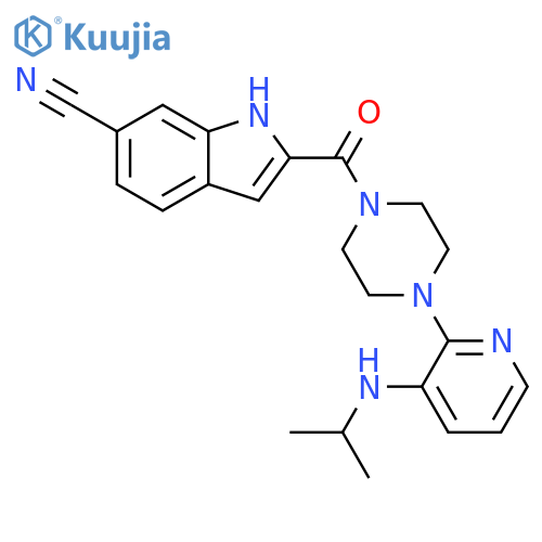 1H-Indole-6-carbonitrile,2-[[4-[3-[(1-methylethyl)amino]-2-pyridinyl]-1-piperazinyl]carbonyl]- structure