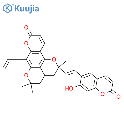 2H,9H-Dipyrano[4,3,2-de:3',2'-g][1]benzopyran-9-one,7-(1,1-dimethyl-2-propenyl)-3,3a,4,5-tetrahydro-2-[2-(7-hydroxy-2-oxo-2H-1-benzopyran-6-yl)ethenyl]-2,5,5-trimethyl-(9CI) structure