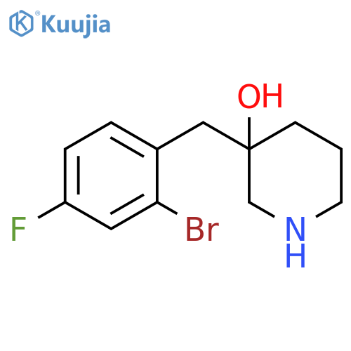3-(2-bromo-4-fluorophenyl)methylpiperidin-3-ol structure
