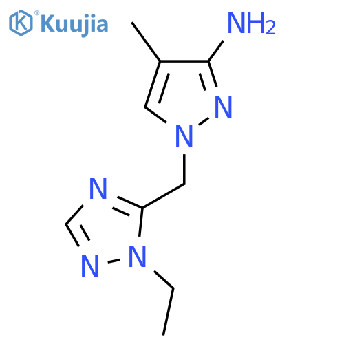 1-(1-ethyl-1H-1,2,4-triazol-5-yl)methyl-4-methyl-1H-pyrazol-3-amine structure