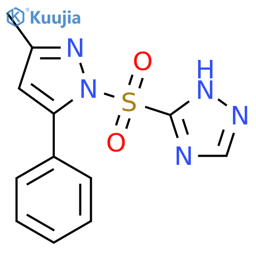 1H-Pyrazole, 3-methyl-5-phenyl-1-(1H-1,2,4-triazol-3-ylsulfonyl)- structure