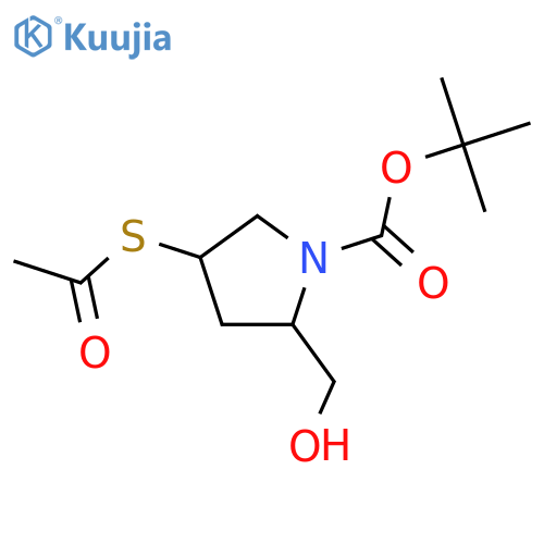 (2S,4S)-4-(acetylthio)-2-(hydroxymethyl)-1-Pyrrolidinecarboxylic acid 1,1-dimethylethyl ester structure