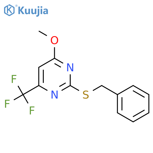 Pyrimidine, 4-methoxy-2-[(phenylmethyl)thio]-6-(trifluoromethyl)- structure