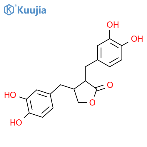 2(3H)-Furanone,3,4-bis[(3,4-dihydroxyphenyl)methyl]dihydro-, (3R,4R)-rel- structure