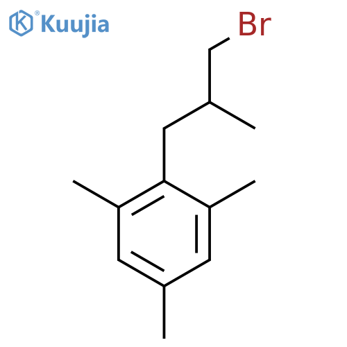 2-(3-bromo-2-methylpropyl)-1,3,5-trimethylbenzene structure