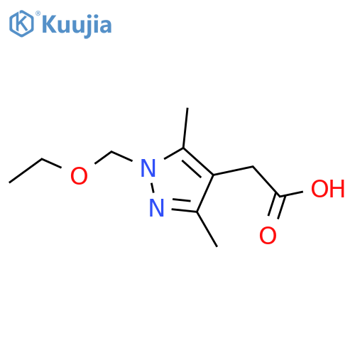 2-1-(ethoxymethyl)-3,5-dimethyl-1H-pyrazol-4-ylacetic acid structure