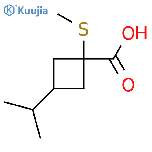 1-(Methylsulfanyl)-3-(propan-2-yl)cyclobutane-1-carboxylic acid structure