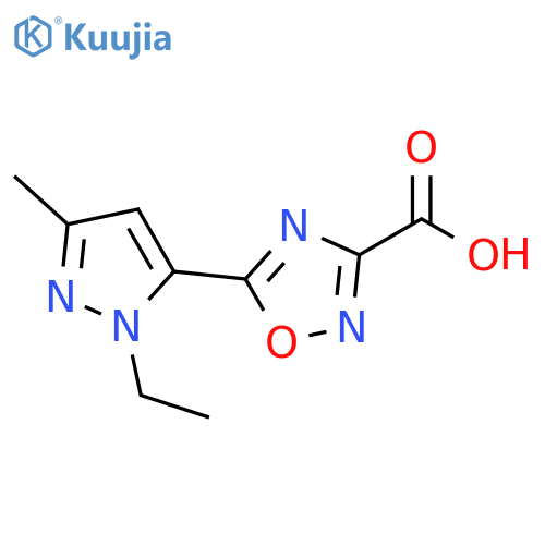 5-(1-ethyl-3-methyl-1H-pyrazol-5-yl)-1,2,4-oxadiazole-3-carboxylic acid structure