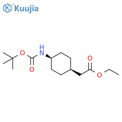 Cyclohexaneacetic acid, 4-[[(1,1-dimethylethoxy)carbonyl]amino]-, ethyl ester, cis- structure