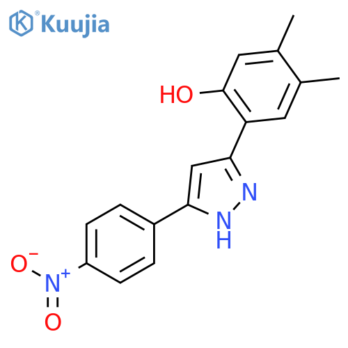 Phenol, 4,5-dimethyl-2-[5-(4-nitrophenyl)-1H-pyrazol-3-yl]- structure