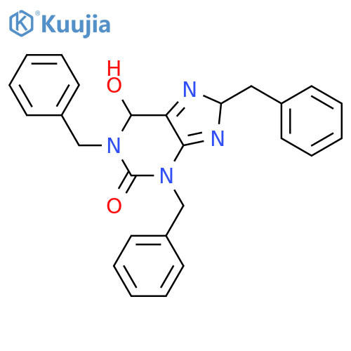 2H-Purin-2-one, 1,3,6,8-tetrahydro-6-hydroxy-1,3,8-tris(phenylmethyl)- structure