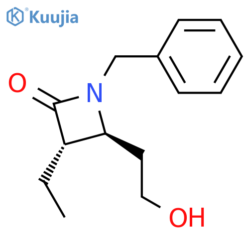 2-Azetidinone, 3-ethyl-4-(2-hydroxyethyl)-1-(phenylmethyl)-, trans- structure
