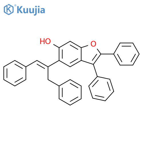 6-Benzofuranol, 2,3-diphenyl-5-[2-phenyl-1-(phenylmethyl)ethenyl]- structure