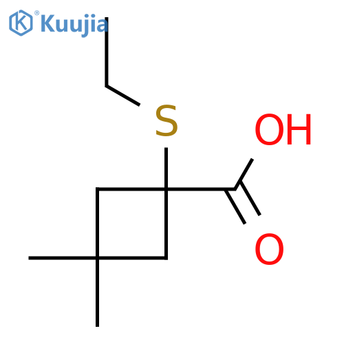 1-(ethylsulfanyl)-3,3-dimethylcyclobutane-1-carboxylic acid structure