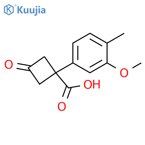 1-(3-methoxy-4-methylphenyl)-3-oxocyclobutane-1-carboxylic acid structure