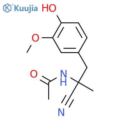 N-[2-cyano-1-(4-hydroxy-3-methoxy-phenyl)propan-2-yl]acetamide structure