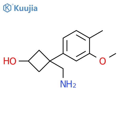3-(aminomethyl)-3-(3-methoxy-4-methylphenyl)cyclobutan-1-ol structure
