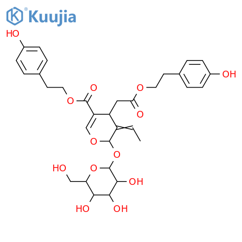 2H-Pyran-4-acetic acid,3-ethylidene-2-(b-D-glucopyranosyloxy)-3,4-dihydro-5-[[2-(4-hydroxyphenyl)ethoxy]carbonyl]-,2-(4-hydroxyphenyl)ethyl ester, (2S,3E,4S)- structure