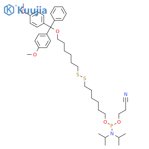 N,N-Bis(1-methylethyl)phosphoramidous Acid 6-Bis(4-methoxyphenyl)phenylmethoxyhexyldithiohexyl 2-Cyanoethylester structure