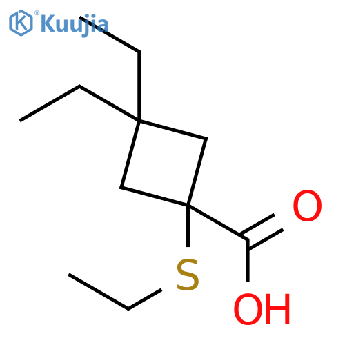 3,3-diethyl-1-(ethylsulfanyl)cyclobutane-1-carboxylic acid structure