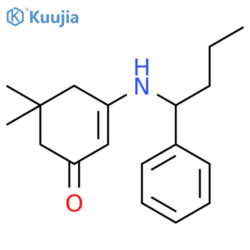 2-Cyclohexen-1-one, 5,5-dimethyl-3-[(1-phenylbutyl)amino]-, (±)- structure