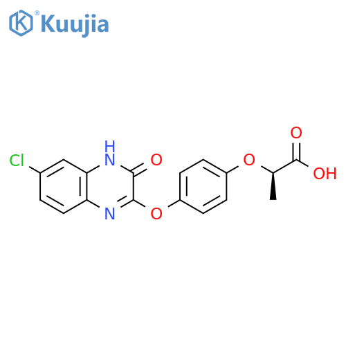 (2R)-2-{4-(6-chloro-3-oxo-3,4-dihydroquinoxalin-2-yl)oxyphenoxy}propanoic acid structure
