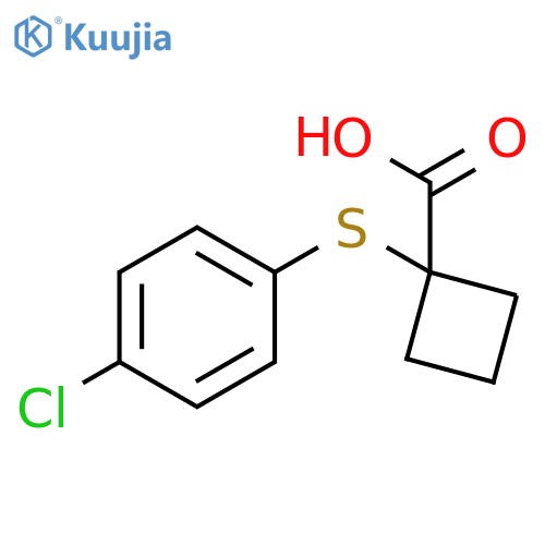 1-(4-chlorophenyl)sulfanylcyclobutane-1-carboxylic acid structure