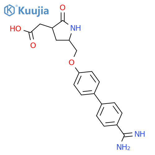 3-Pyrrolidineaceticacid, 5-[[[4'-(aminoiminomethyl)[1,1'-biphenyl]-4-yl]oxy]methyl]-2-oxo-,(3S,5S)- structure