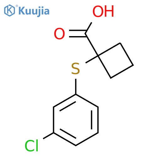 1-(3-chlorophenyl)sulfanylcyclobutane-1-carboxylic acid structure