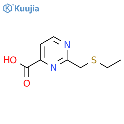 2-(Ethylsulfanylmethyl)pyrimidine-4-carboxylic acid structure