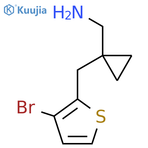 {1-(3-bromothiophen-2-yl)methylcyclopropyl}methanamine structure