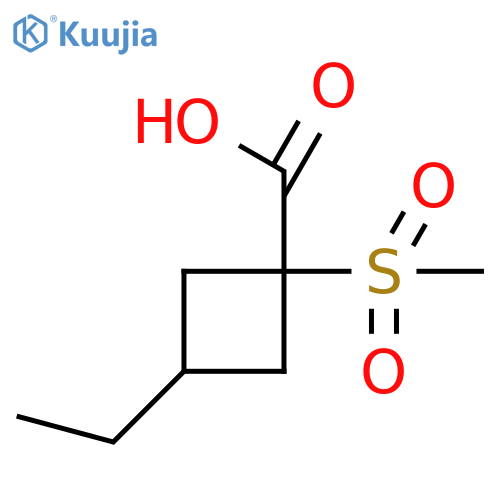 3-Ethyl-1-methanesulfonylcyclobutane-1-carboxylic acid structure