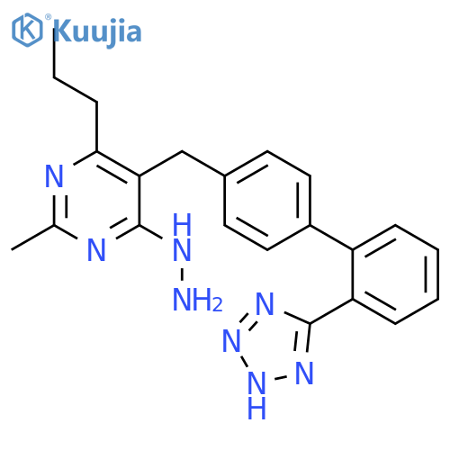 4(1H)-Pyrimidinone,2-methyl-6-propyl-5-[[2'-(1H-tetrazol-5-yl)[1,1'-biphenyl]-4-yl]methyl]-,hydrazone structure