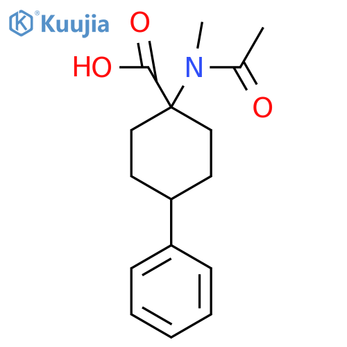 1-(N-methylacetamido)-4-phenylcyclohexane-1-carboxylic acid structure