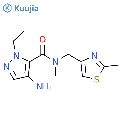 4-amino-1-ethyl-N-methyl-N-(2-methyl-1,3-thiazol-4-yl)methyl-1H-pyrazole-5-carboxamide structure