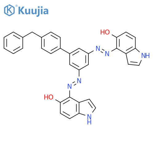1H-INDOL-5-OL, 4,4'-[[4'-(PHENYLMETHYL)[1,1'-BIPHENYL]-3,5-DIYL]BIS(AZO)]BIS- structure