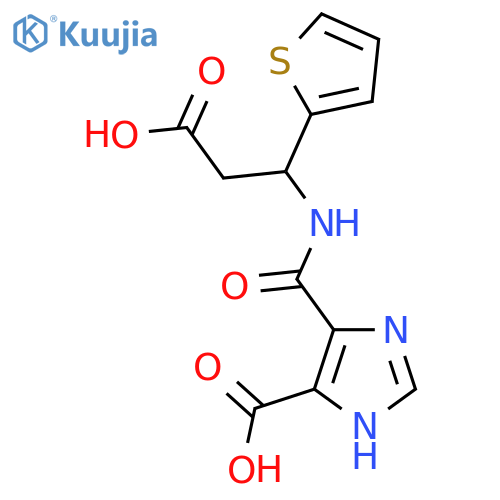4-{2-carboxy-1-(thiophen-2-yl)ethylcarbamoyl}-1H-imidazole-5-carboxylic acid structure