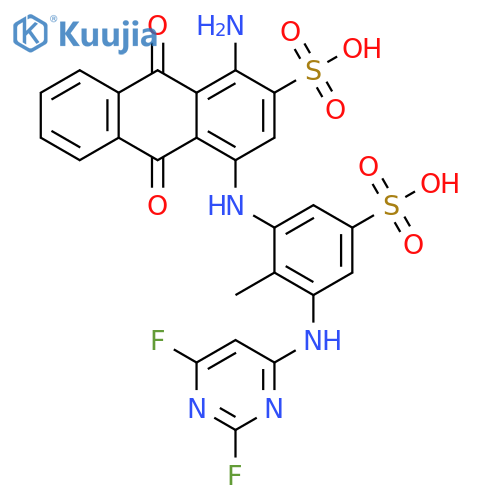 2-Anthracenesulfonic acid,1-amino-4-[[3-[(2,6-difluoro-4-pyrimidinyl)amino]-2-methyl-5-sulfophenyl]amino]-9,10-dihydro-9,10-dioxo- structure