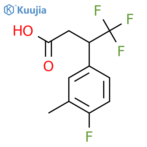 4,4,4-trifluoro-3-(4-fluoro-3-methylphenyl)butanoic acid structure
