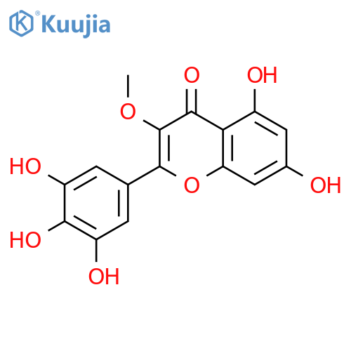4H-1-Benzopyran-4-one,5,7-dihydroxy-3-methoxy-2-(3,4,5-trihydroxyphenyl)- structure