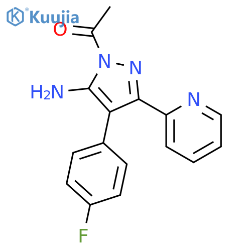 1H-Pyrazol-5-amine, 1-acetyl-4-(4-fluorophenyl)-3-(2-pyridinyl)- structure