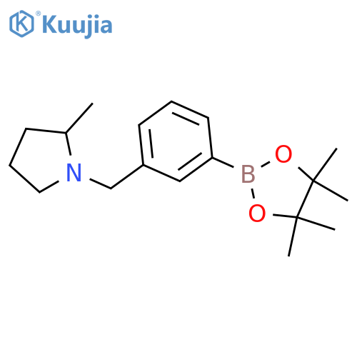 2-methyl-1-{[3-(4,4,5,5-tetramethyl-1,3,2-dioxaborolan-2-yl)phenyl]methyl}pyrrolidine structure