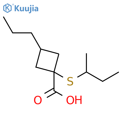 1-(butan-2-ylsulfanyl)-3-propylcyclobutane-1-carboxylic acid structure