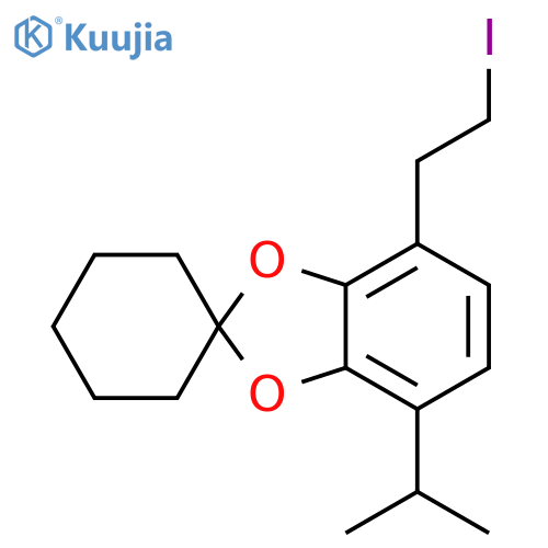 Spiro[1,3-benzodioxole-2,1'-cyclohexane], 4-(2-iodoethyl)-7-(1-methylethyl)- structure